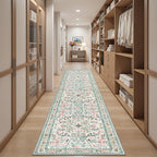 PLHXFR 2.6x10 Washable Runner Rug：Floral Indoor Kitchen Carpet Green Beige - Image 5