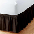 Chocolate Solid Ruffled Bed Skirt King -15 Inch Drop Split Corner, Microfiber Bedskirt with Platform Three Sided Coverage