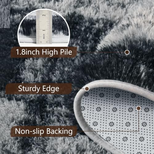Noahas 2x6 Grey Fluffy Soft Runner Rug Non-Slip for Bedroom Dorm Hallway - Image 6