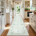 RELEANY Washable Area Rug, Runner 3'x20', Green/White/Blue by RELEANY