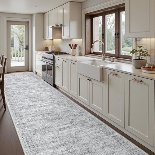 3x16 Runner Rug Non Slip,Washable Hallway Runner Rug,Grey by Restydon