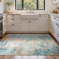 Area Rug 4x6 Blue Rug Washable Boho Rugs Non Slip Low Pile Abstract Small Carpet for Entryway, Bedroom, Kitchen, Classroom, Kids Room, Office, Dorm, Dining Room by OmpaaHomeDecor