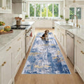 RELEANY Washable Runner 3'x8' Abstract Area Rug for Hallway Blue Gold by RELEANY