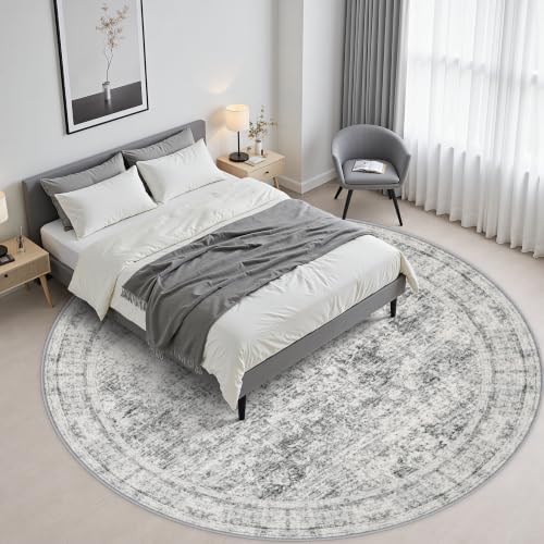 Round Area Rug Living Room: 6 ft Modern Washable Indoor Carpet - Image 3