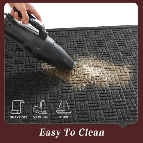 Mibao Front Door Mat Outside Entrance, 36" x 24", Heavy Duty Welcome Mat, Stain and Fade Resistant, Dirt Trapper Doormat, Super Absorbent Indoor Outdoor Entryway Mat with Non-Slip Backing, Black - Image 3