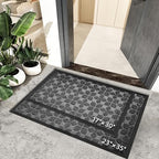 Bulijojo Sturdy Front Entrance Doormats,Durable Heavy Duty Welcome Mat,Thick Absorbent Natural Rubber Non Slip Mat,Easy Clean Entryway Mat 17"x30" Geometric Grey - Image 6
