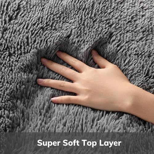 Ophanie Small Rug Upgrade Non Slip Throw Bedside Area Rugs, Fluffy Soft Grey Mini Bedroom Carpet, Affordable Door Entryway Indoor Inside Front Entrance Dog 2x3 Mat, Home Decor Aesthetic, Nursery - Image 2