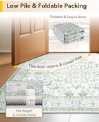RELEANY Washable Area Rug, Small 2'6"x4', Green/White/Blue - Image 5