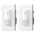 ELEGRP Matte White Single Pole Occupancy Motion Sensor Light Switch, Need Neutral Wire, 120° Sensor Coverage PIR Infrared Motion Activated, for CFL/LED/MLV/INC/HAL/Fan, UL,2 Pack