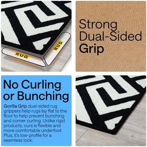 GORILLA GRIP® Extra Long Rug Grippers for Hardwood Floor, 12 Pack Black - Image 3