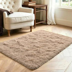 3x5 Beige Fluffy Soft Area Rug Non-Slip for Bedroom Entryway Living Room - Image 3