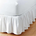 White Solid Ruffled Bed Skirt King -30 Inch Drop Split Corner, Microfiber Bedskirt with Platform Three Sided Coverage