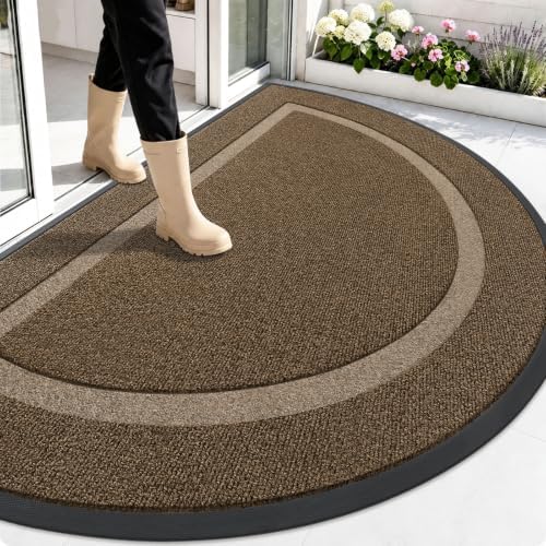 OLANLY Half Circle Front Door Mat Outside 59x34 All-Season Rubber Doormat by OLANLY