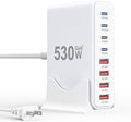 530W USB C Charger Block,8-Port USB C Charging Station GaN IV Travel Essentials Multiple Port Charging Station,100W Laptop Fast Charger Adapter for MacBook Pro/Air,DELL,iPad,iPhone,Samsung Galaxy