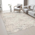 Area Rug Living Room: 4x6 Modern Washable Soft Carpet Brown Beige by FXRHLP