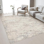 Area Rug Living Room: 4x6 Modern Washable Soft Carpet Brown Beige by FXRHLP