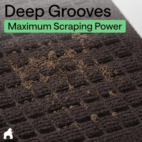 GORILLA GRIP® HydroABSORB Door Mat for Indoor Outdoor Use, 29x17 Coffee - Image 4