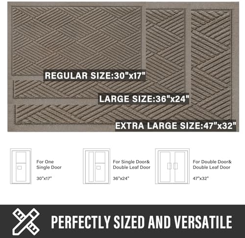 HIYARD Sturdy Front Door Mat, Absorbent Muddy Dirt Resist Welcome Door Mats Outdoor Indoor, Stain and Fade Resistant, Non-Slip Rubber Backing Low Profile Doormat for Entryway, 36×24, Beige - Image 2
