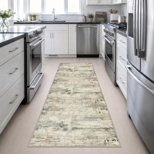 3x10 Washable Runner Rug：Modern Abstract Soft Carpet Ash Brown - Image 4
