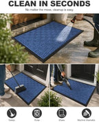 Mibao Front Door Mat Outdoor Entrance, 47" x 32" Heavy Duty Welcome Mat for Outdoor and Indoor, Waterproof Dirt Trapper Doormat, Super Absorbent Indoor Entryway Mat for Patio & Porch - Blue - Image 4