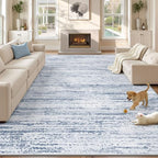 Area Rug 8x10 Living Room Rugs: Washable Modern Rug Large Non-Slip Soft Rugs Stain Resistant Printed Rug Indoor Carpet for Bedroom Kitchen Dining Room Nursery Playroom Home(Dark Blue, 8'x10') by ZomfyRugs