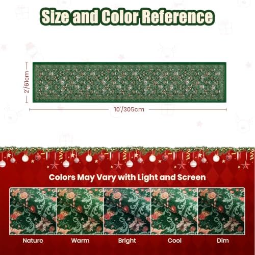 2x10 Christmas Runner Rug for Hallway,Washable Kitchen Rugs,Green - Image 2