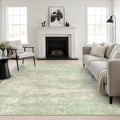 Area Rug Living Room: 8x8 Modern Washable Soft Carpet Green Cream by FXRHLP