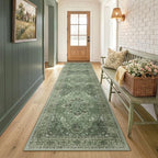 RELEANY Washable Area Rug, Runner 2'x8', Green/Dark Green/Gray - Image 2