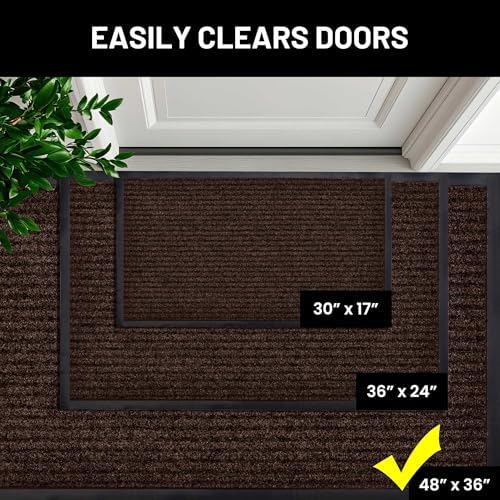 Front Door Mat, Indoor Outdoor Welcome Entryway Doormat, 48x36 Dark Brown - Image 4