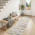3x8 Area Rugs for Hallways, Abstract Washable Non-Slip Runner Rug, Gold by Lofus