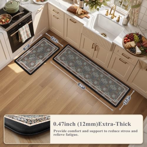 Collive Anti Fatigue Mats for Kitchen Floor, Black Gray/Mulit Kitchen Rugs - Image 2
