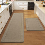 Kitchen Rugs Set of 2, Kitchen Mats for Floor,20x32+20x71 Brown by QiCaiJia