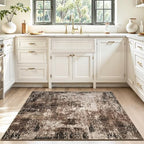 Entryway Rug 3x4 Brown Bedroom Area Rug Washable Non Slip Abstract Boho Rugs for Indoor Entry, Kitchen, Classroom, Bathroom, Kids Girls Room, Office, College Dorm Small Carpet - Image 4