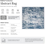 Area Rug Living Room: 5x5 Modern Washable Indoor Soft Carpet Blue - Image 2