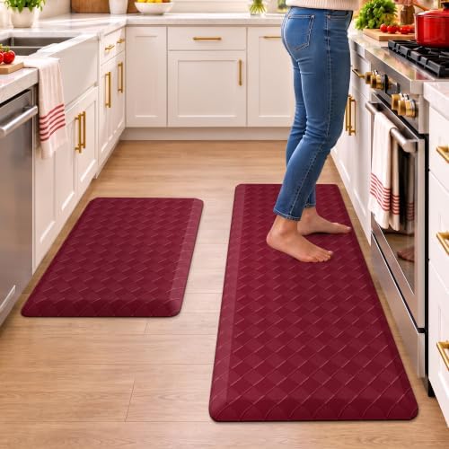 TranquilRelax 4/5 Inch Anti Fatigue Kitchen Mats for Floor, Burgundy by Unknown
