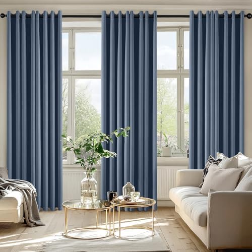 MIULEE Blackout Curtains for Bedroom 2 Panels 50 x 84 Inch Long Stone Blue - Image 6