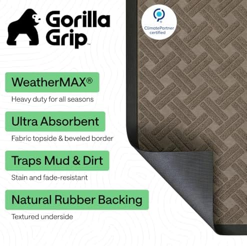 GORILLA GRIP WeatherMAX Door Mat, Indoor Outdoor, 72x24, Beige Basket Weave - Image 2