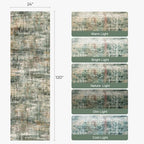 2x 10 Area Rug for Hallways, Abstract Washable Runner Rugs,Coffee/Green - Image 2