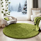 Ophanie Round Rug 4Ft Green Circle Area Rug, Green Room Decor, Fluffy Fuzzy Bedroom Carpet, Plush Soft Shaggy Living Room Rugs for Kids Home Decor Aesthetic, Nursery with 99 pcs Pile fibers - Image 5