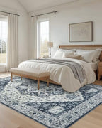 Amada Large 8x10 Washable Area Rug for Living Room, Navy/Blue,Vintage Style - Image 6