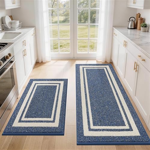 COSY HOMEER Kitchen Rugs Sets of 2 Non-Slip Washable,24"x35"+24"x60" by COSYHOMEER