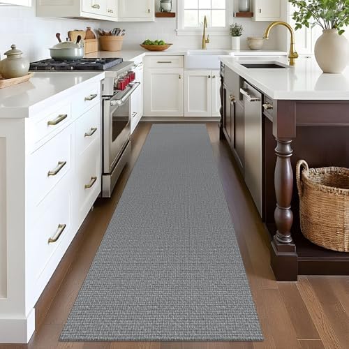 EARTHALL Washable Runner Rug, Non Slip Hallway Runner, 2x8 Ft, Dark Gray - Image 6