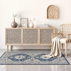 2x4 Non-Slip Entryway Area Rugs: Washable Stain Resistant Kitchen Carpet Printed Doormat Soft Low Pile Nursery Rug Vintage Small Floor Mat for Hardwood Bedroom Cozy Home Decor fot Family(2x4,Blue) - Image 4
