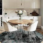 RELEANY Washable Round 8ft Area Rug for Living Room Teal Black - Image 2