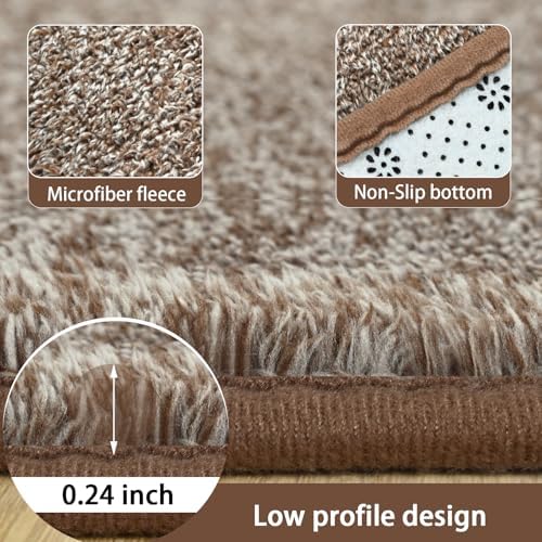 AROGAN 2x8 Runner Rug for Hallway, Long Runner Rugs Non Slip, Matte Brown - Image 6
