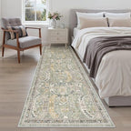Madane Kitchen Runner 2'6''x8' Soft Rug Runners for Hallways, Green/Gold - Image 4