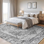 Lofus 8x10 Washable Rugs for Bedroom Non-Slip Low Pile Carpet Dark Grey - Image 3