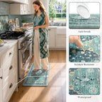 Collive Anti Fatigue Kitchen Mats Boho Teal Cushioned Kitchen Rugs, 20"x39" - Image 6