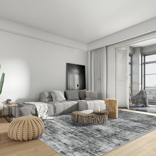 9x12 Area Rugs for Living Room: Washable Abstract Black Bedroom Carpet - Image 3