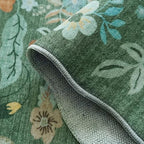 Hallway 3x6 Washable Runner Rug - Indoor Floral Scalloped Kitchen Entryway Low Pile Carpet Soft Non Slip Floor Mat for Bathroom Living Room Bedroom Elegant Home Decor(3x6 Floral/Green) - Image 3